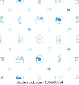 computer icons pattern seamless white background. Included editable line man working at the table, smiley, clean window, user, clipboard icons. computer icons for web and mobile.