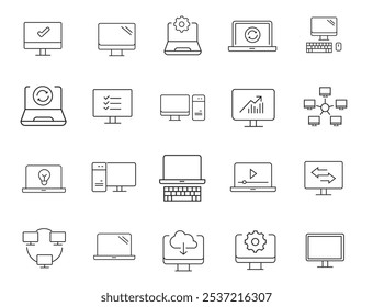 Computer icons Pixel perfect. Network, media, setup, vector	