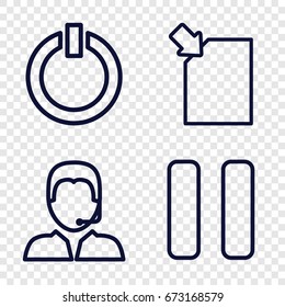 Computer icons set. set of 4 computer outline icons such as pause, support, switch off