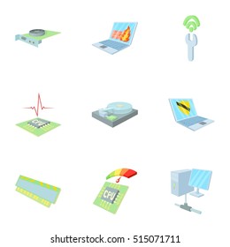 Computer icons set. Cartoon illustration of 9 computer vector icons for web