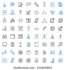 computer icons set. Collection of computer with no chatting, antenna, music player, wifi, settings, cpu, scroll, maths, video games, large. Editable and scalable computer icons.