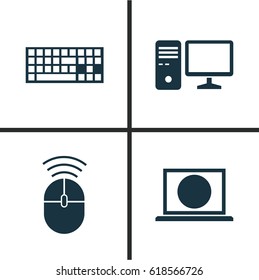 Computer Icons Set. Collection Of Personal Computer, Keypad, Web And Other Elements. Also Includes Symbols Such As Computer, Control, Screen.