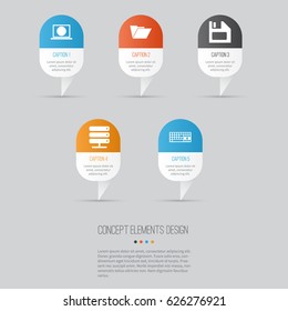 Computer Icons Set. Collection Of Web, Database, Dossier And Other Elements. Also Includes Symbols Such As Internet, Screen, Disk.