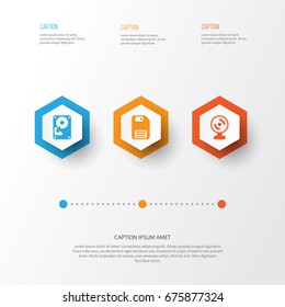 Computer Icons Set. Collection Of Web Camera, Hdd, Diskette And Other Elements. Also Includes Symbols Such As Diskette, Web, Storage.