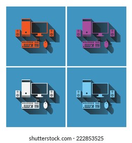 Computer  icons set design , illustration vector 