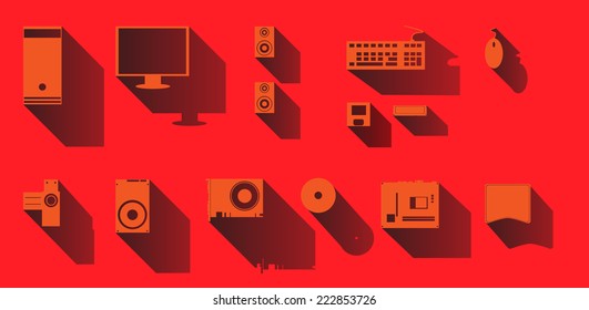 Computer  icons set design , illustration vector 