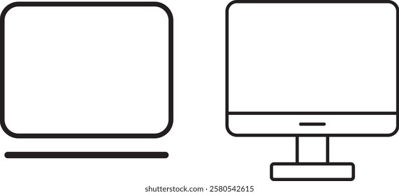 computer icons set. different style laptop.
