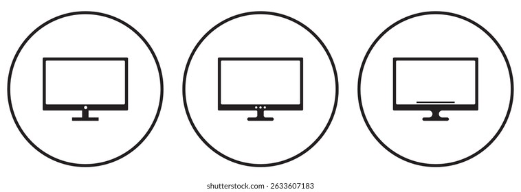 computer icons set. Electronic devices, technology, computers, mobile phones. Set of Device icon collection. Smartphone, tablet, laptop and desktop computer symbol. vector Illustration. eps 10