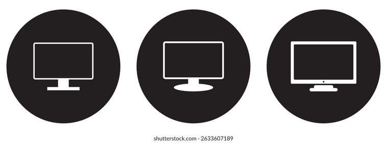 computer icons set. Electronic devices, technology, computers, mobile phones. Set of Device icon collection. Smartphone, tablet, laptop and desktop computer symbol. vector Illustration. eps 10