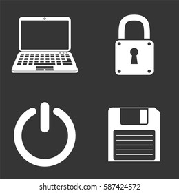 Computer icons set  isolated  on gray