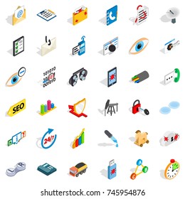 Computer icons set. Isometric style of 36 computer vector icons for web isolated on white background