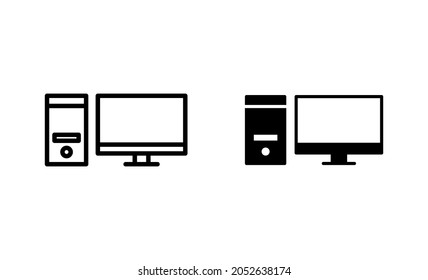 Computer icons set. computer monitor sign and symbol