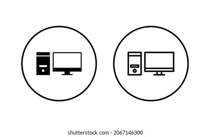 Computer icons set. computer monitor sign and symbol