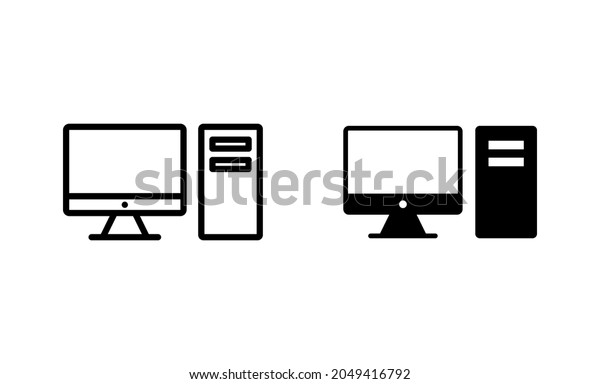 Computer\
icons set. computer monitor sign and\
symbol