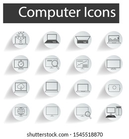 Computer  icons set on white background. Creative idea design use for your project. Flat vector illustration use for template, web page, brochure or mobile app. 