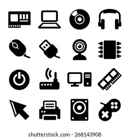 Computer Icons Set on White Background. Vector