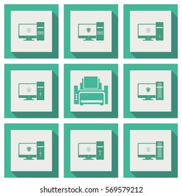computer icons set. printer sign