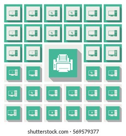 computer icons set. printer sign