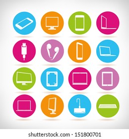 computer icons set, round button set