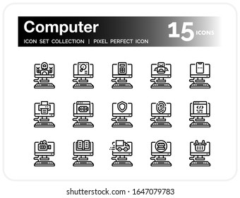 Computer Icons Set. UI Pixel Perfect Well-crafted Vector Thin Line Icons. The illustrations are a vector.