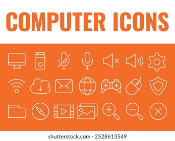 Computer Icons set vector. computer icons vector. pc icons illustrations. desktop icons