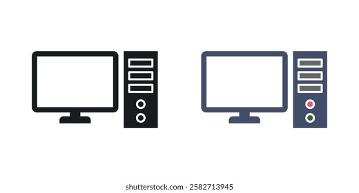 Computer icons set vectors black and colored style
