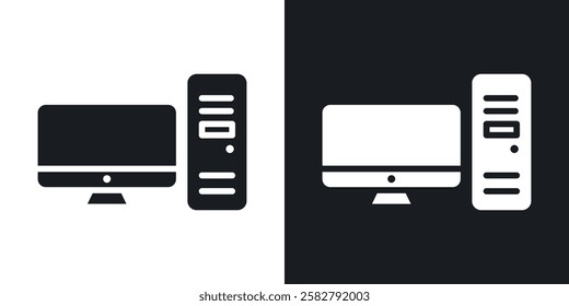 Computer icons set vectors black and colored style