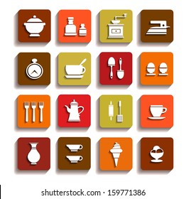 Computer icons with shadow on white background