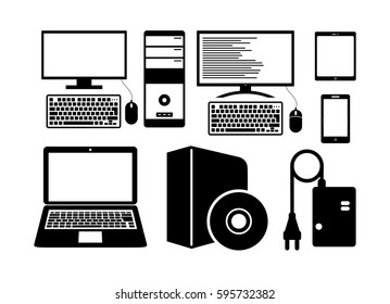 Of computer icons. Vector illustration isolated on white background.