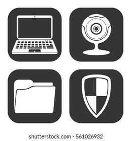 Computer icons vector set on gray  buttons