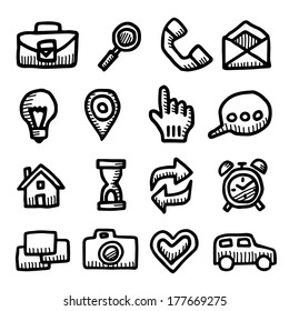 Computer icons vintage drawings set isolated on white background