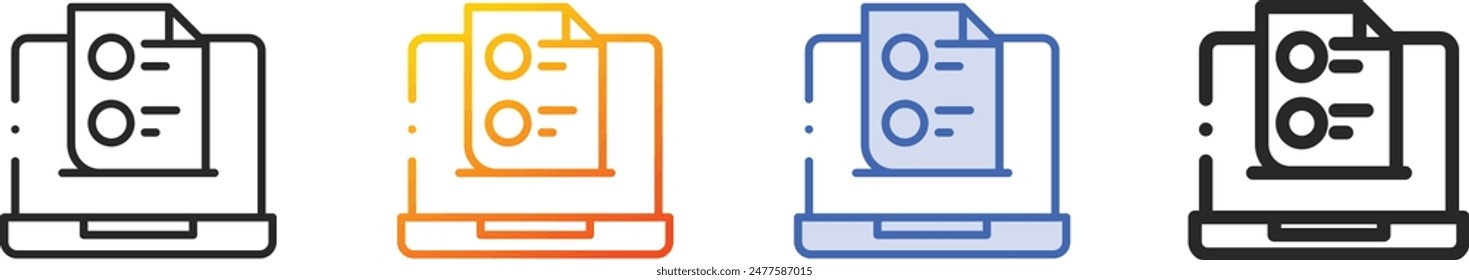 computer icon.Thin Linear, Gradient, Blue Stroke and bold Style Design Isolated On White Background