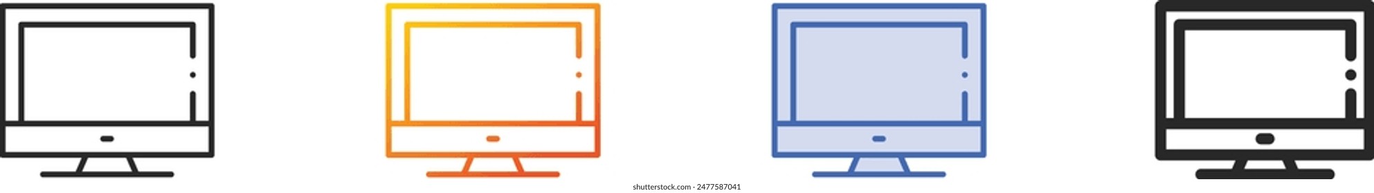 computer icon.Thin Linear, Gradient, Blue Stroke and bold Style Design Isolated On White Background