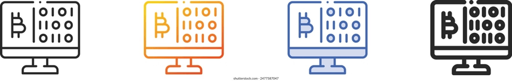 computer icon.Thin Linear, Gradient, Blue Stroke and bold Style Design Isolated On White Background