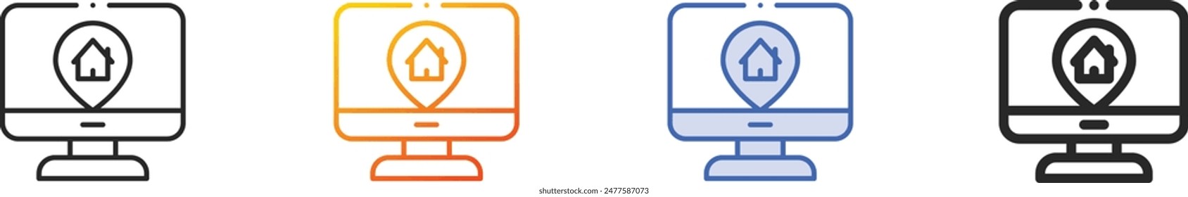 computer icon.Thin Linear, Gradient, Blue Stroke and bold Style Design Isolated On White Background