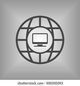 Computer  icon,vector. Flat design.