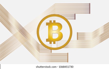 Computer ide cables with bitcoin icon