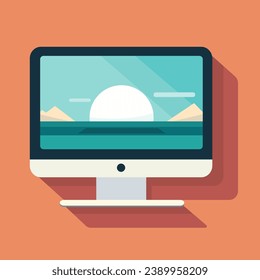 Computer illustration in flat style. Vector of monitor icon