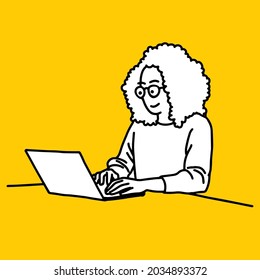 computer illustration line drawing woman