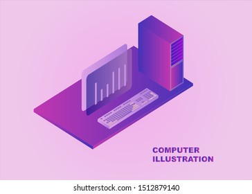 Computer illustration with purple and pink gradient