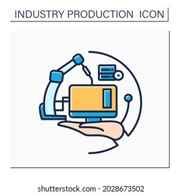 Computer industry color icon. Information technologies. Modern smart technologies manufacturing. Contemporary production branches concept. Isolated vector illustration