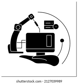 Computer industry glyph icon. Information technologies. Modern smart technologies manufacturing. Contemporary production branches concept. Filled flat sign. Isolated silhouette vector illustration