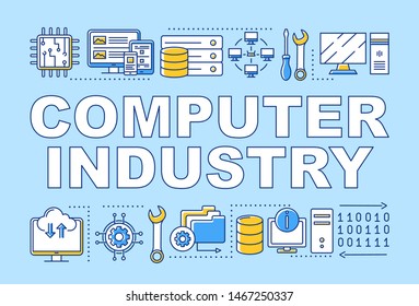 Computer industry word concepts banner. Information technology and electronics. Presentation, website. Isolated lettering typography idea with linear icons. Vector outline illustration