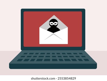 Computer infected by malware cyber security illustration