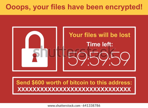 Computer Infected By Malware Ransomware Wannacry Stock Vector (Royalty
