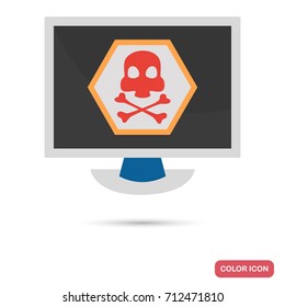 Computer infected with virus color flat icon