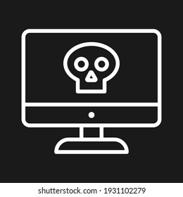 Computadora, infección, virus, imagen vectorial de icono del cráneo. También se puede usar para la ciberseguridad. Idóneo para aplicaciones web, aplicaciones móviles y medios impresos.