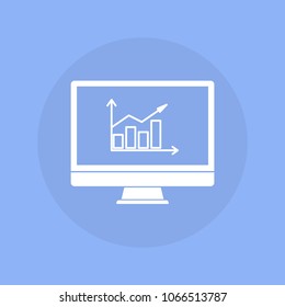 Computer with infographic icon. Vector illustration
