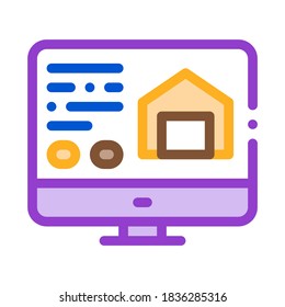 computer information about house icon vector. computer information about house sign. color symbol illustration