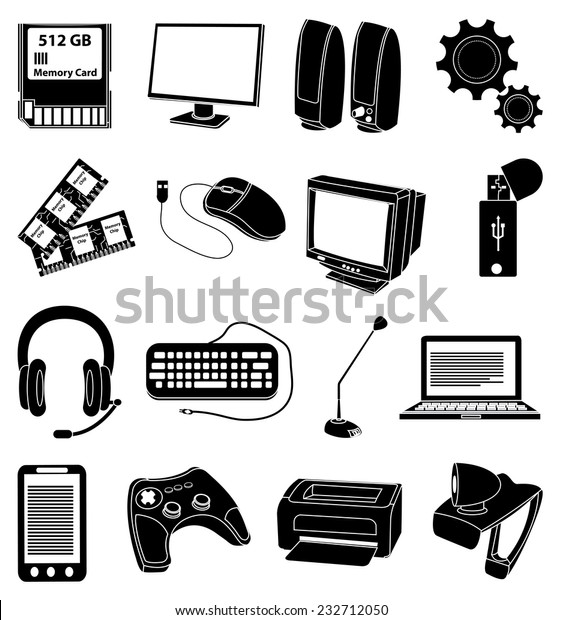 Computer input output\
devices icons set
